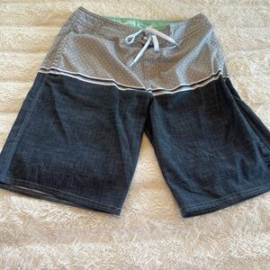 Gray and Black Board Shorts